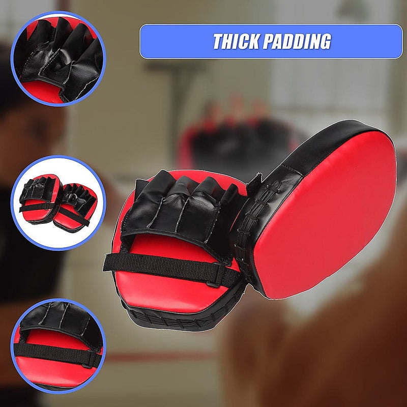 2 x Thai Boxing Punch Focus Gloves Kit Training Red & Black [ONLINE ONLY]