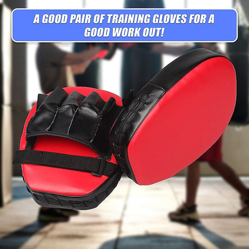 2 x Thai Boxing Punch Focus Gloves Kit Training Red & Black [ONLINE ONLY]