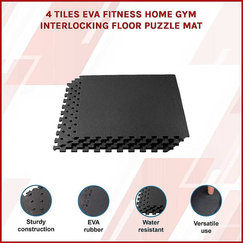 4 Tiles EVA Fitness Home Gym Interlocking Floor Puzzle Mat [ONLINE ONLY]