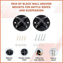 Pair of Black Wall Anchor Mounts for Battle Ropes and Suspension - ONLINE ONLY