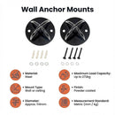 Pair of Black Wall Anchor Mounts for Battle Ropes and Suspension - ONLINE ONLY