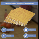 12 Tile EVA Interlocking Gym Floor Mats Wood Colour for Home Yoga - ONLINE ONLY