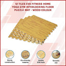 12 Tiles EVA Fitness Home Yoga Gym Interlocking Floor Puzzle Mat - Wood Colour [ONLINE ONLY]