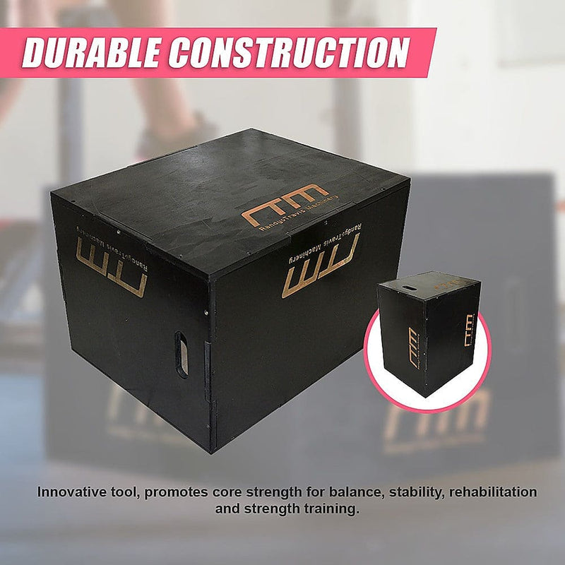 3 IN 1 Black Wood Plyo Games Plyometric Jump Box [ONLINE ONLY]