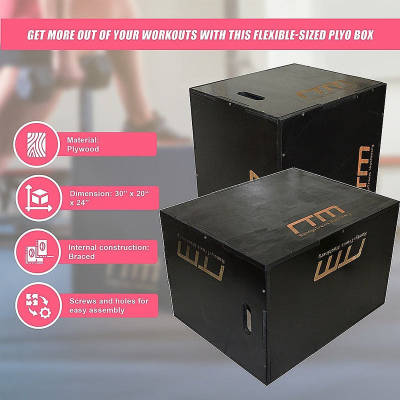 3 IN 1 Black Wood Plyo Games Plyometric Jump Box [ONLINE ONLY]