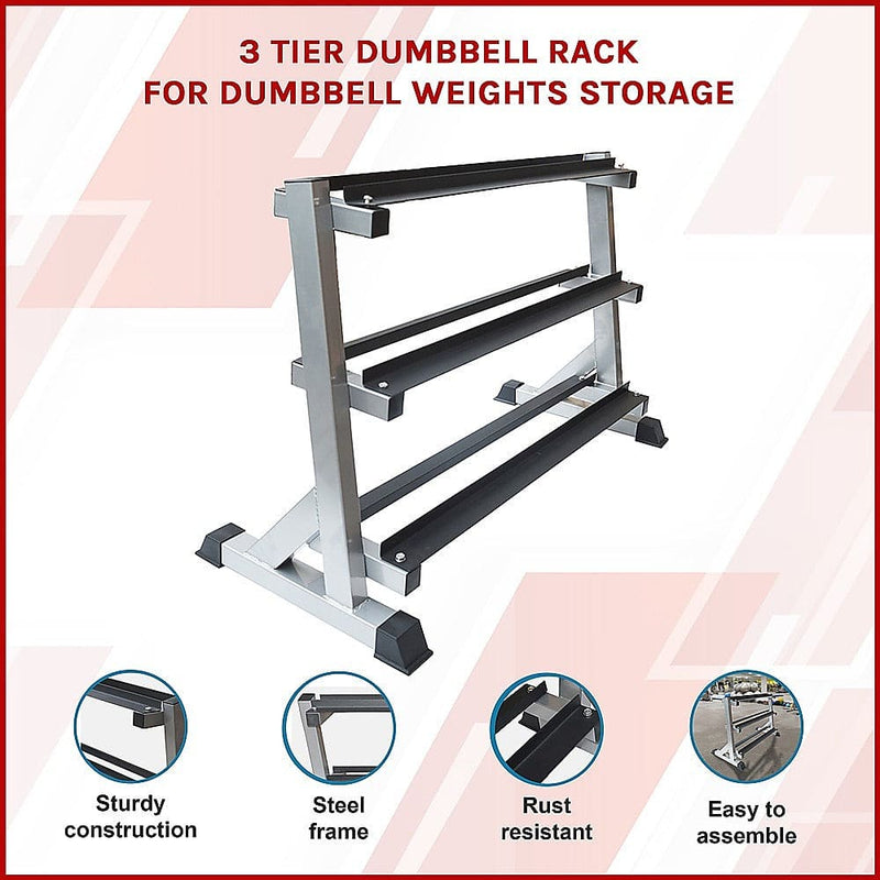 3 Tier Dumbbell Rack for Dumbbell Weights Storage [ONLINE ONLY]