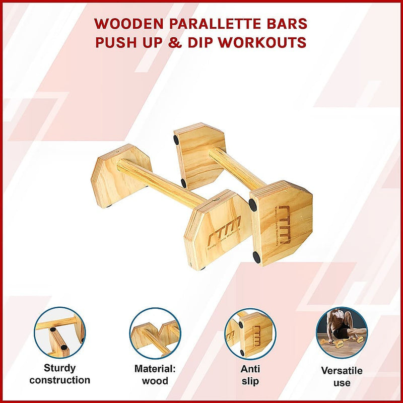 Wooden Parallette Bars Push Up & Dip Workouts [ONLINE ONLY]