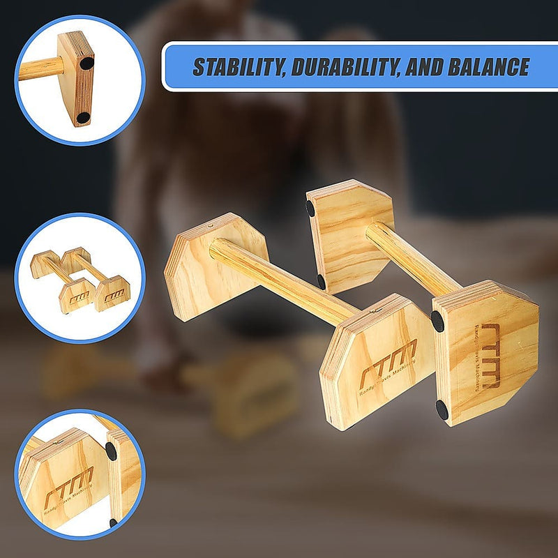 Wooden Parallette Bars Push Up & Dip Workouts [ONLINE ONLY]