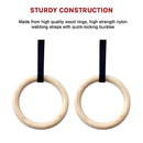 235mm Wooden Gymnastic Rings – Olympic Gym Strength Training & Fitness - ONLINE ONLY