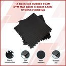 12 Tiles EVA Rubber Foam Gym Mat 60x60cm – 2.5cm Thick Fitness Flooring Set - ONLINE ONLY