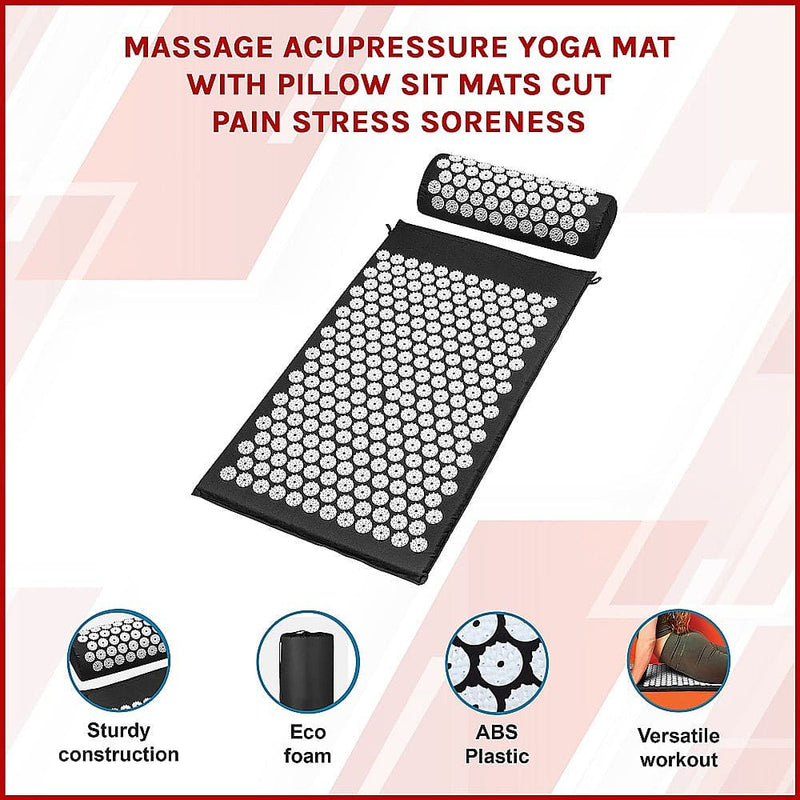 Massage Acupressure Yoga Mat With Pillow Sit Mats Cut Pain Stress Soreness [ONLINE ONLY]