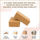 2 x Cork Yoga Block Organic Yoga Prop Accessory Exercise Brick - Online Only