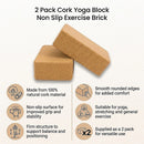 2 x Cork Yoga Block Organic Yoga Prop Accessory Exercise Brick - Online Only