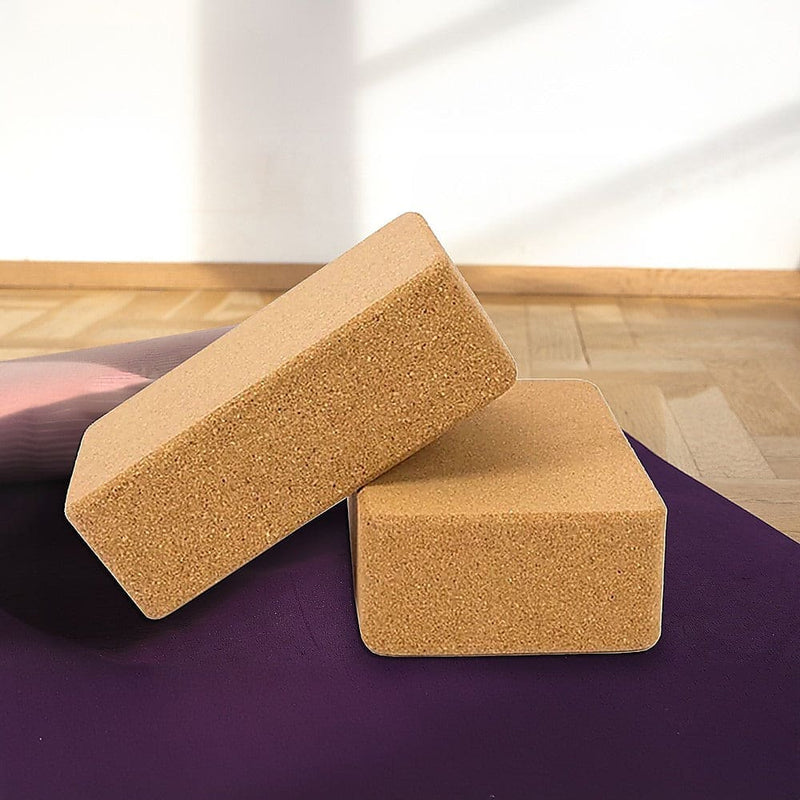 2 x Cork Yoga Block Organic Yoga Prop Accessory Exercise Brick - Online Only