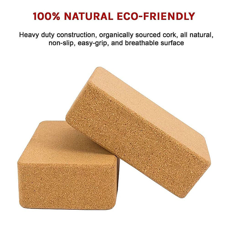 2 x Cork Yoga Block Organic Yoga Prop Accessory Exercise Brick - Online Only