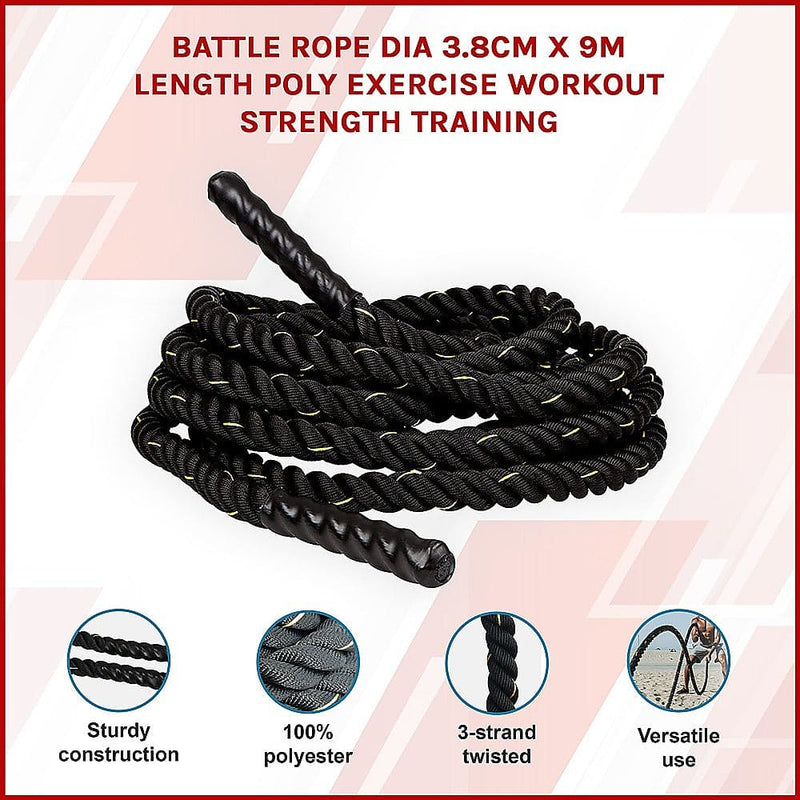 Battle Rope 3.8cm x 9M length Poly [ONLINE ONLY]