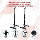 Adjustable Squat Rack Pair Steel Barbell Bench Press Stands Gym Home - ONLINE ONLY