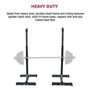 Adjustable Squat Rack Pair Steel Barbell Bench Press Stands Gym Home - ONLINE ONLY