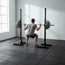 Adjustable Squat Rack Pair Steel Barbell Bench Press Stands Gym Home - ONLINE ONLY