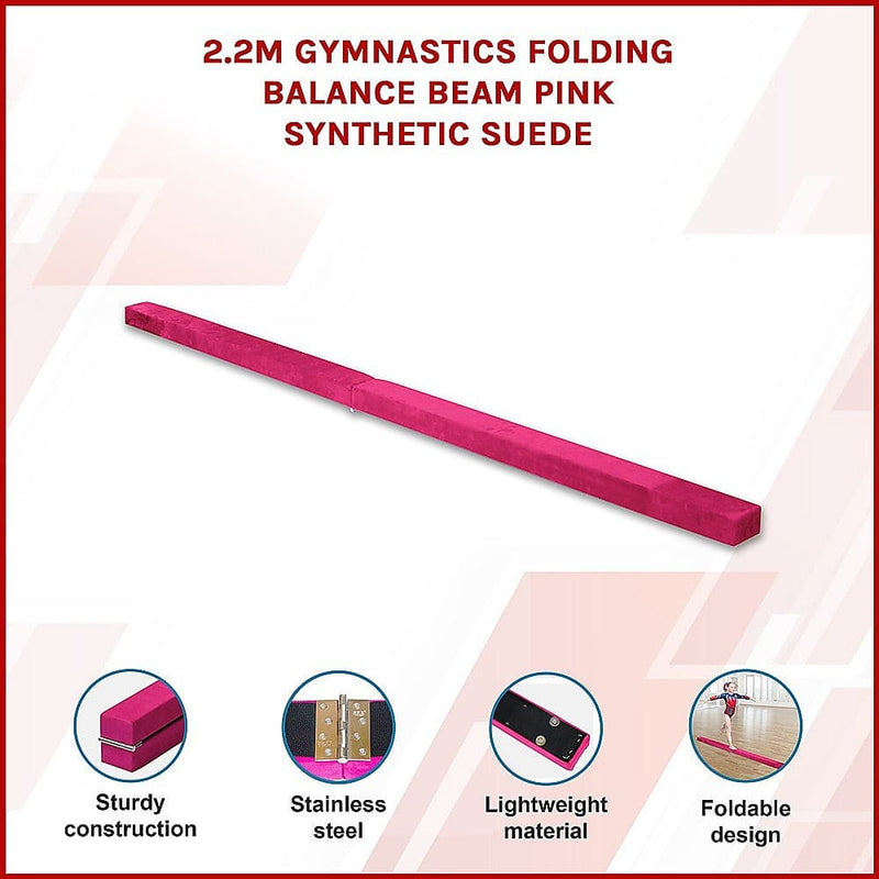 2.2m Gymnastics Folding Balance Beam Pink [ONLINE ONLY]