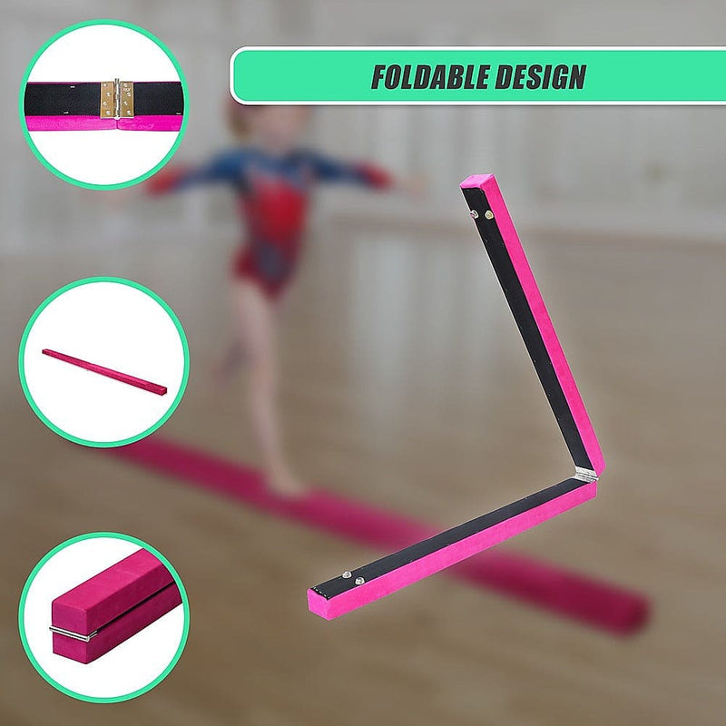 2.2m Gymnastics Folding Balance Beam Pink [ONLINE ONLY]