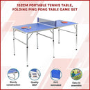 152cm Portable Tennis Table, Folding Ping Pong Table Game Set - ONLINE ONLY
