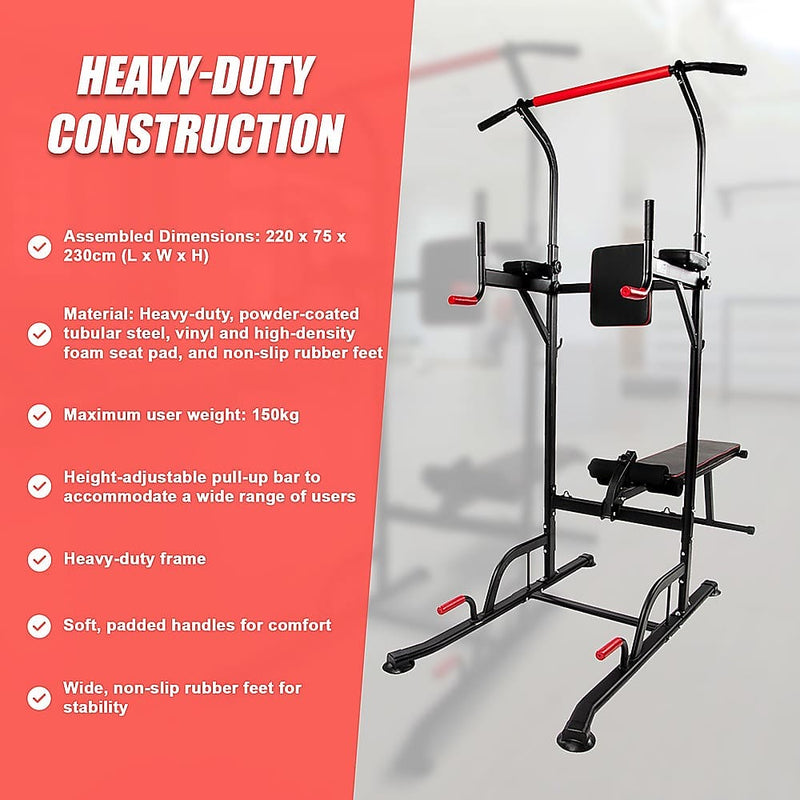 Power Tower Pull Up Weight Bench Dip Multi Station Chin Up Home Gym Equipment [ONLINE ONLY]