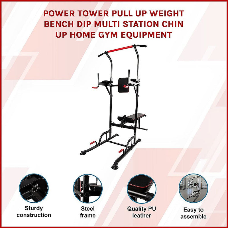 Power Tower Pull Up Weight Bench Dip Multi Station Chin Up Home Gym Equipment [ONLINE ONLY]