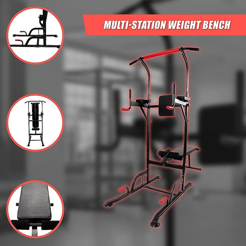 Power Tower Pull Up Weight Bench Dip Multi Station Chin Up Home Gym Equipment [ONLINE ONLY]