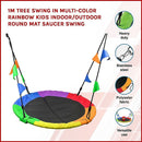 1m Tree Swing in Multi-Color Rainbow Kids Indoor/Outdoor Round Mat Saucer Swing  - ONLINE ONLY
