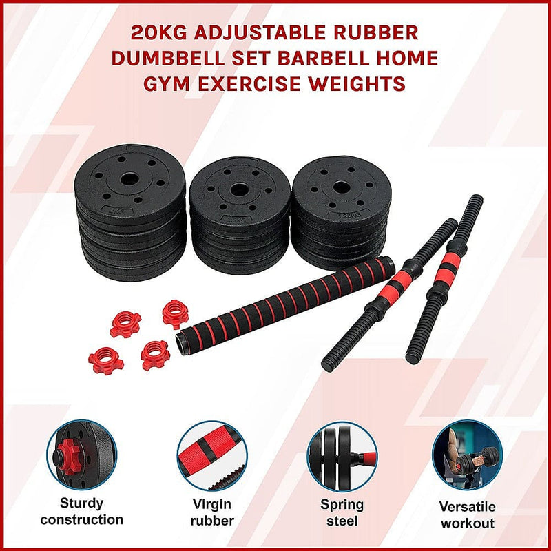 20kg Adjustable Rubber Dumbbell Set [ONLINE ONLY]