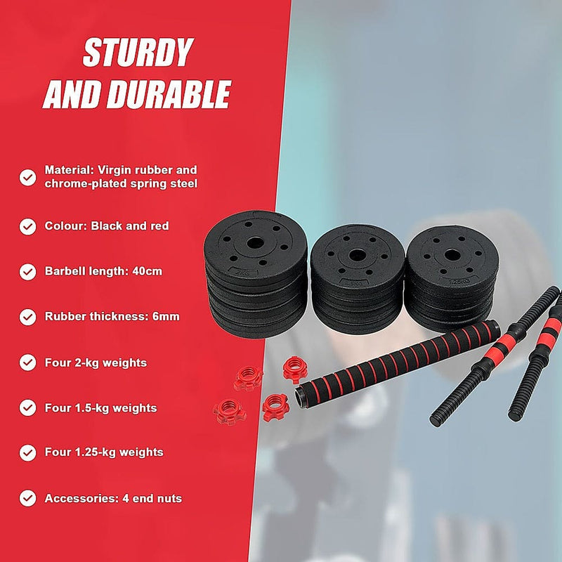 20kg Adjustable Rubber Dumbbell Set [ONLINE ONLY]