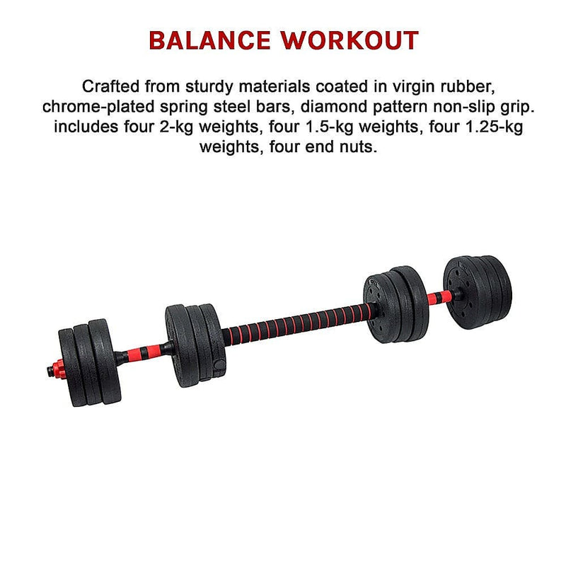 20kg Adjustable Rubber Dumbbell Set [ONLINE ONLY]