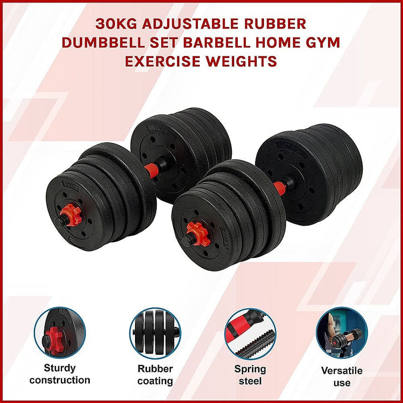 30kg Adjustable Rubber Dumbbell Set [ONLINE ONLY]