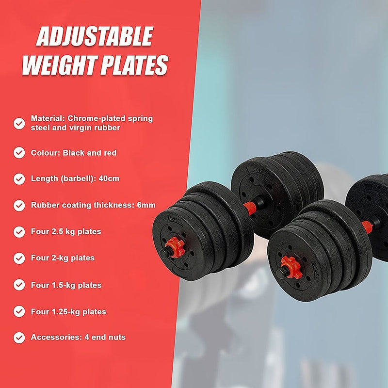 30kg Adjustable Rubber Dumbbell Set [ONLINE ONLY]