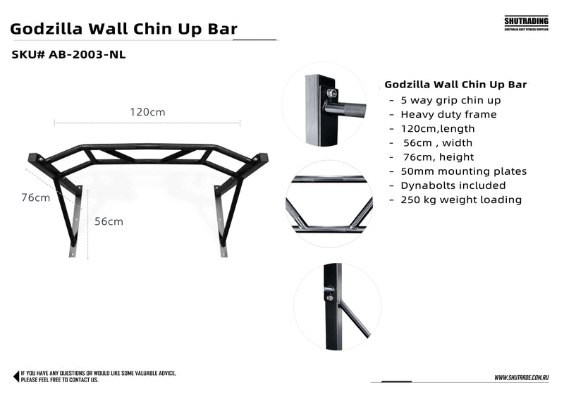 Wall Mounted Godzilla Chin-up Bar in 5 Way