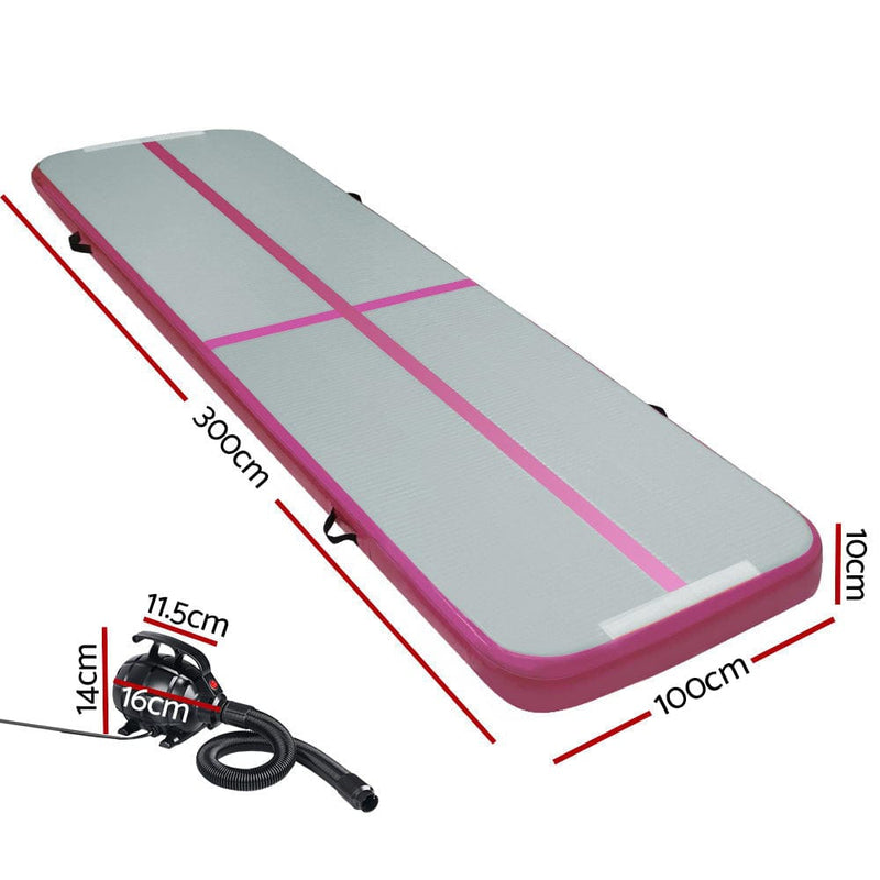 E FIT GoFun 3X1M Inflatable Air Track Mat with Pump Tumbling Gymnastics Pink [ONLINE ONLY]