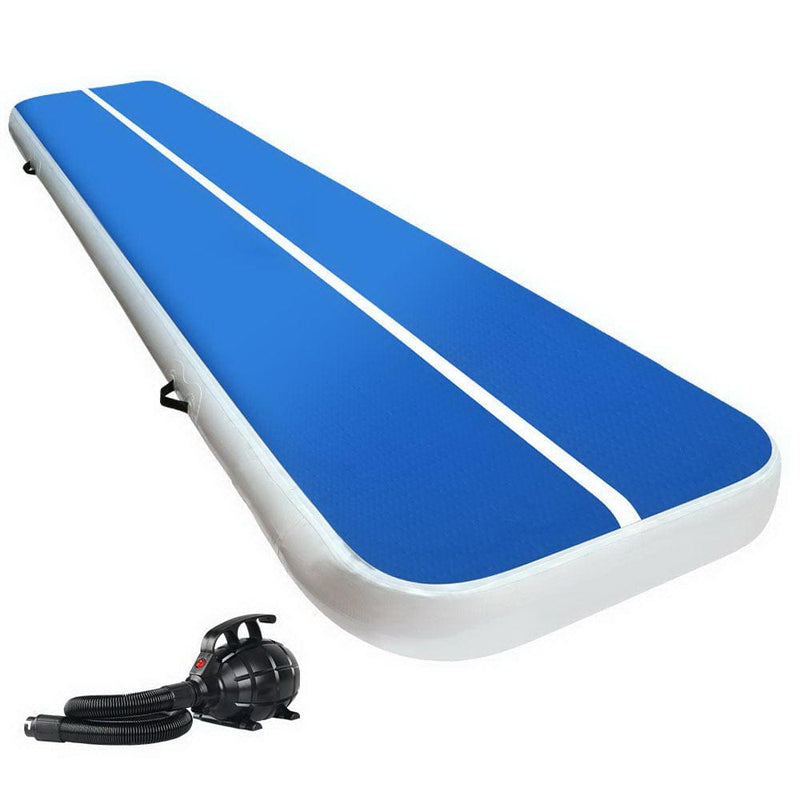 E FIT 4X1M Inflatable Air Track Mat 20CM Thick with Pump Tumbling Gymnastics Blue [ONLINE ONLY]
