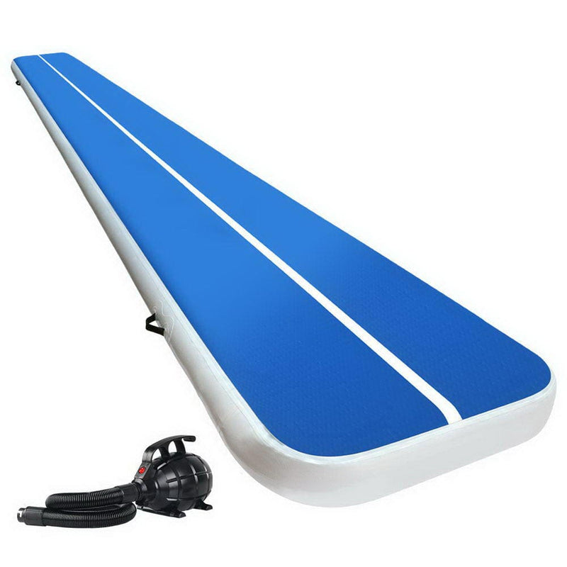E FIT 6X1M Inflatable Air Track Mat 20CM Thick with Pump Tumbling Gymnastics Blue [ONLINE ONLY]