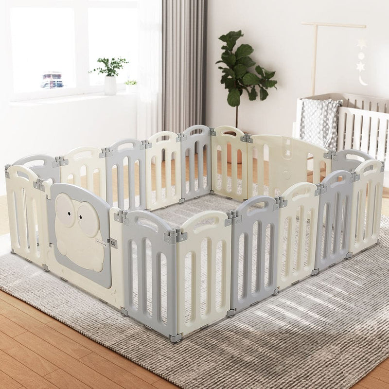 Keezi Baby Playpen 16 Panels Foldable Toddler Fence Safety Play Activity Centre -ONLINE ONLY