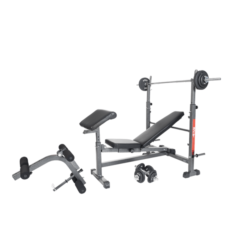 BUNDLE: Bench Press FLOOR MODEL with 50kg Adj. Barbell/Dumbbell Set - AVAILABLE FOR IMMEDIATE DELIVERY
