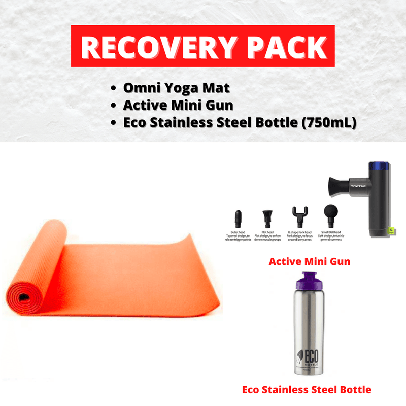 RECOVERY PACK: Omni Yoga Mat with Active Mini Gun and Eco Stainless Steel Bottle (750mL)