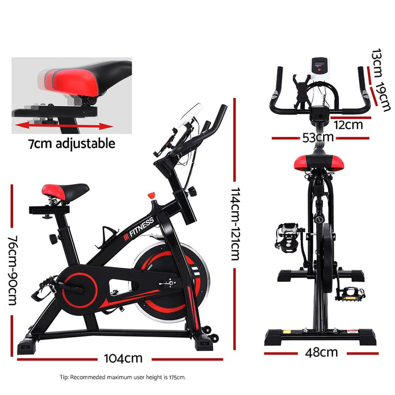 Spin Exercise Bike Flywheel Fitness Commercial Home Workout Gym Machine Bonus Phone Holder Black [ONLINE ONLY]