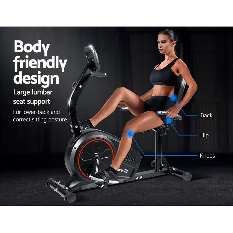 EFit Magnetic Recumbent Exercise Bike Fitness Trainer Home Gym Equipment Black [ONLINE ONLY]
