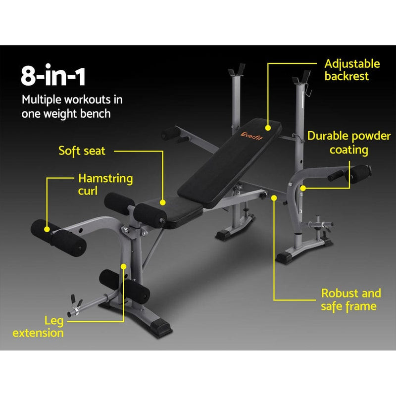 EFit Weight Bench 8 in 1 Bench Press Adjustable Home Gym Station 200kg- ONLINE ONLY