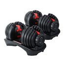 EFit24kg Dumbbells Adjustable Dumbbell Weight Plates Home Gym 2pcs- ONLINE ONLY