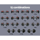 EFit24kg Dumbbells Adjustable Dumbbell Weight Plates Home Gym 2pcs- ONLINE ONLY