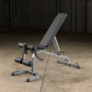 Body-Solid Flat Incline Decline Bench with Wheels for easy stow away.