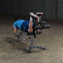 Body-Solid Flat Incline Decline Bench with Wheels for easy stow away.