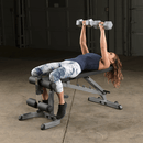 Body-Solid Flat Incline Decline Bench with Wheels for easy stow away.